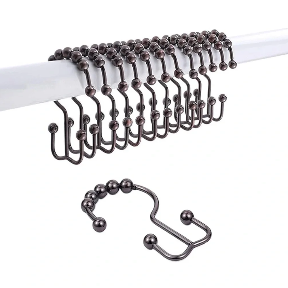 Shower Curtain Hooks with Rolling Balls,Double Rustproof - Dark Bronze